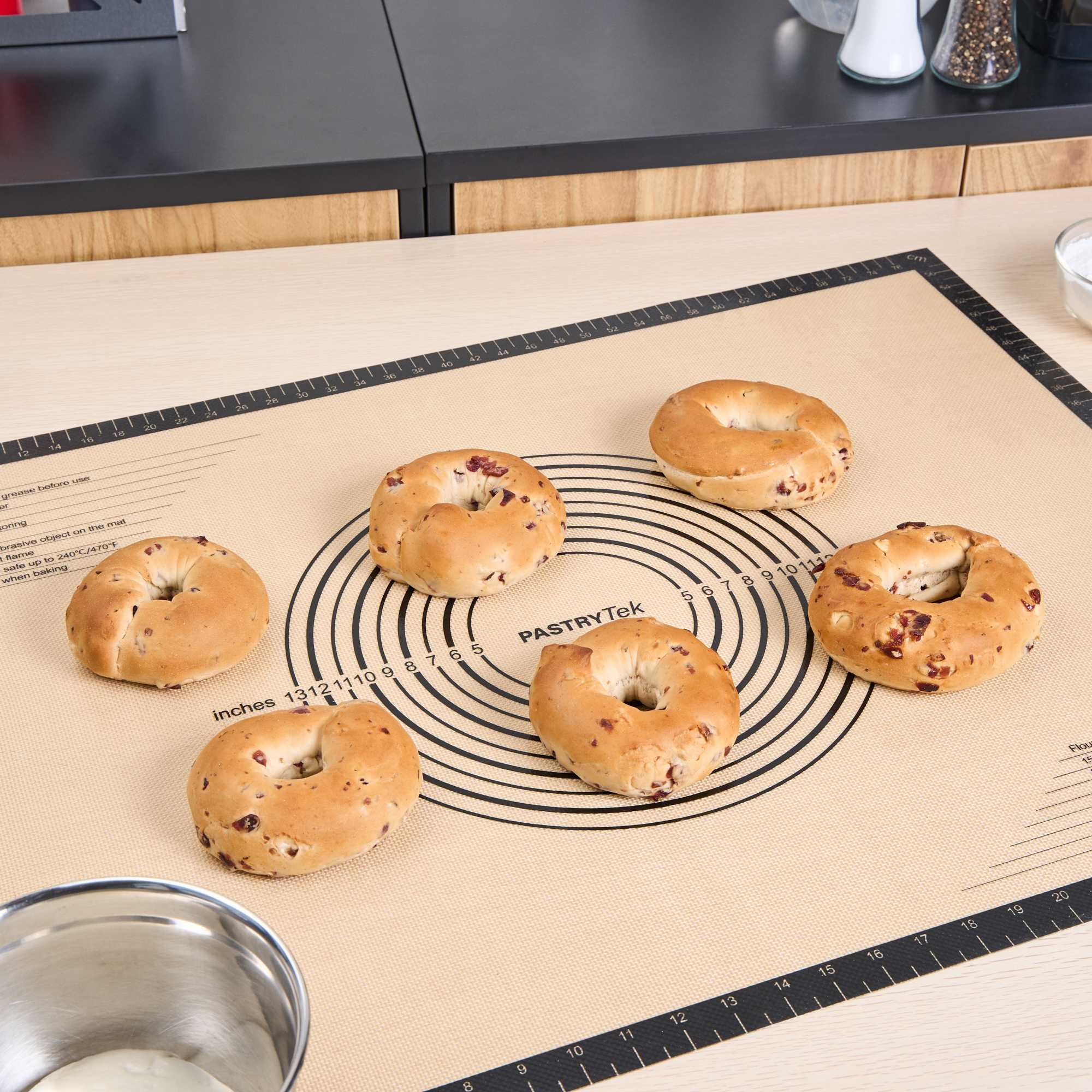 Pastry Tek Rectangle Tan and Black Silicone Extra Large Baking Mat - Measurement Markings, Ultra Durable - 23 1/2" x 31 1/2" - 1 count box