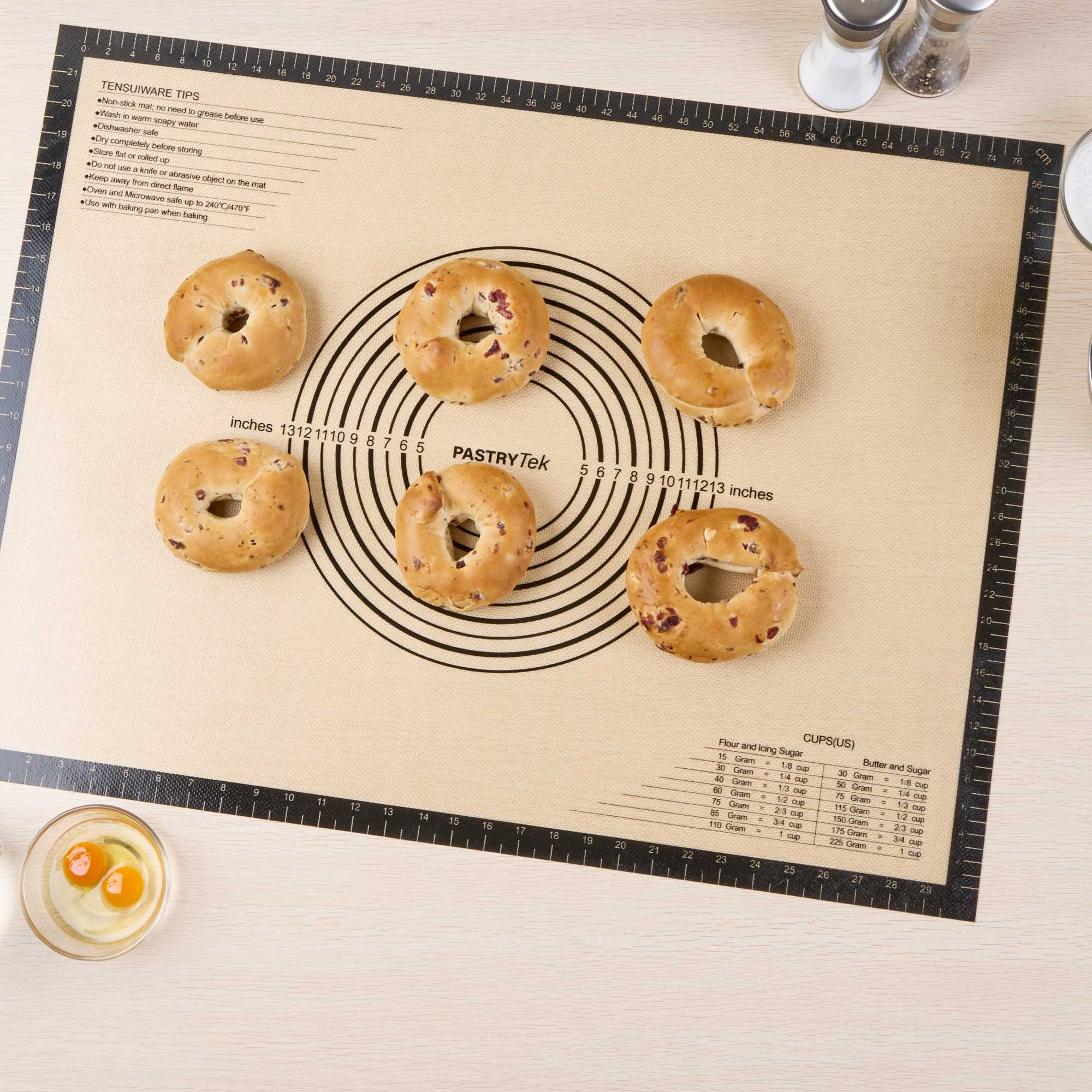Pastry Tek Rectangle Tan and Black Silicone Extra Large Baking Mat - Measurement Markings, Ultra Durable - 23 1/2" x 31 1/2" - 1 count box