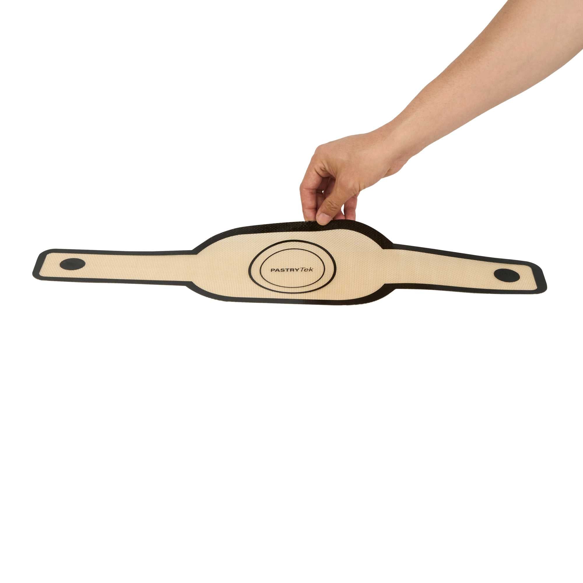 Pastry Tek Oval Tan and Black Fiberglass Bread Sling - For Dutch Oven, with Long Handles - 23 1/2" x 6" - 1 count box