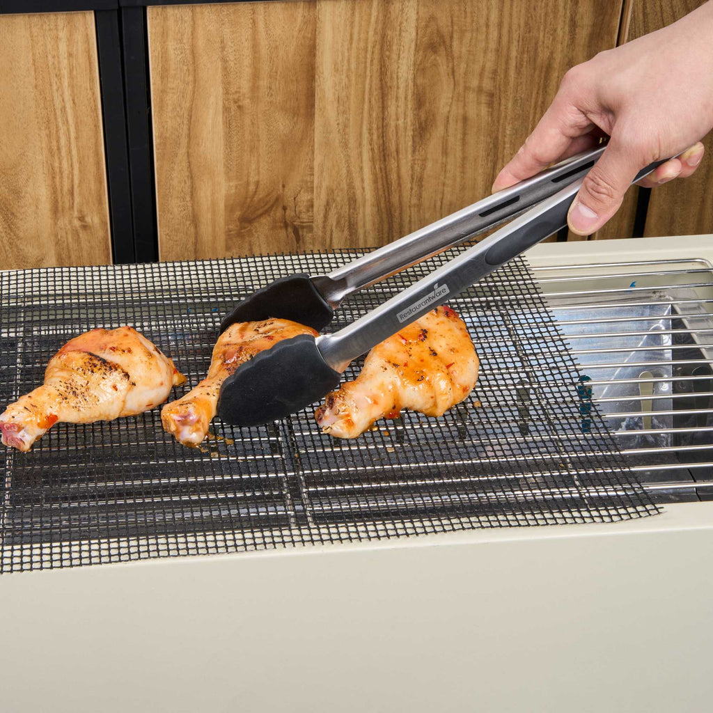 Met Lux Rectangle Black PTFE Reusable Grill Mat - Non-Stick - 15 3/4" x 13" - 5 count box