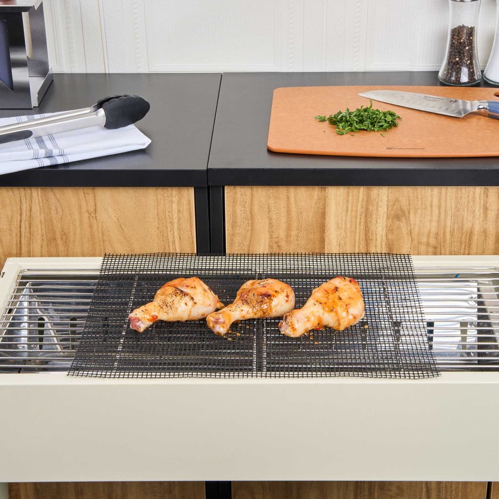 Met Lux Rectangle Black PTFE Reusable Grill Mat - Non-Stick - 15 3/4" x 13" - 5 count box