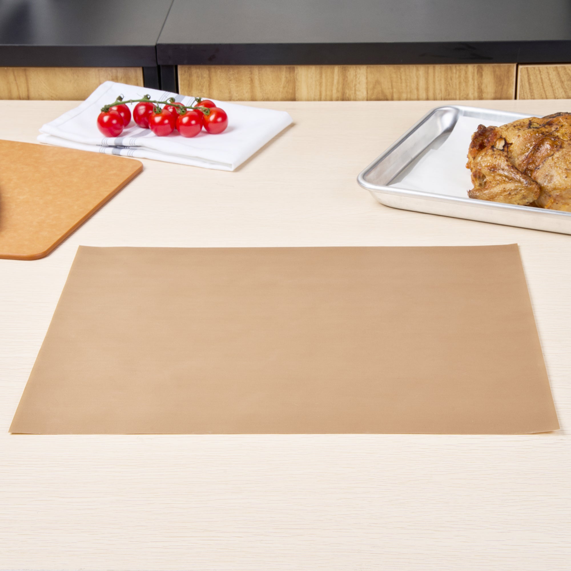 Pastry Tek Rectangle Brown PTFE Oven Liner - Non-Stick, For Bottom Of The Oven - 15 3/4" x 13" - 5 count box
