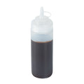 Sauce Tek 12 oz Clear Plastic Squeeze Bottle - with Cap, Wide Mouth - 2 1/4" x 2 1/4" x 7 3/4" - 1 count box