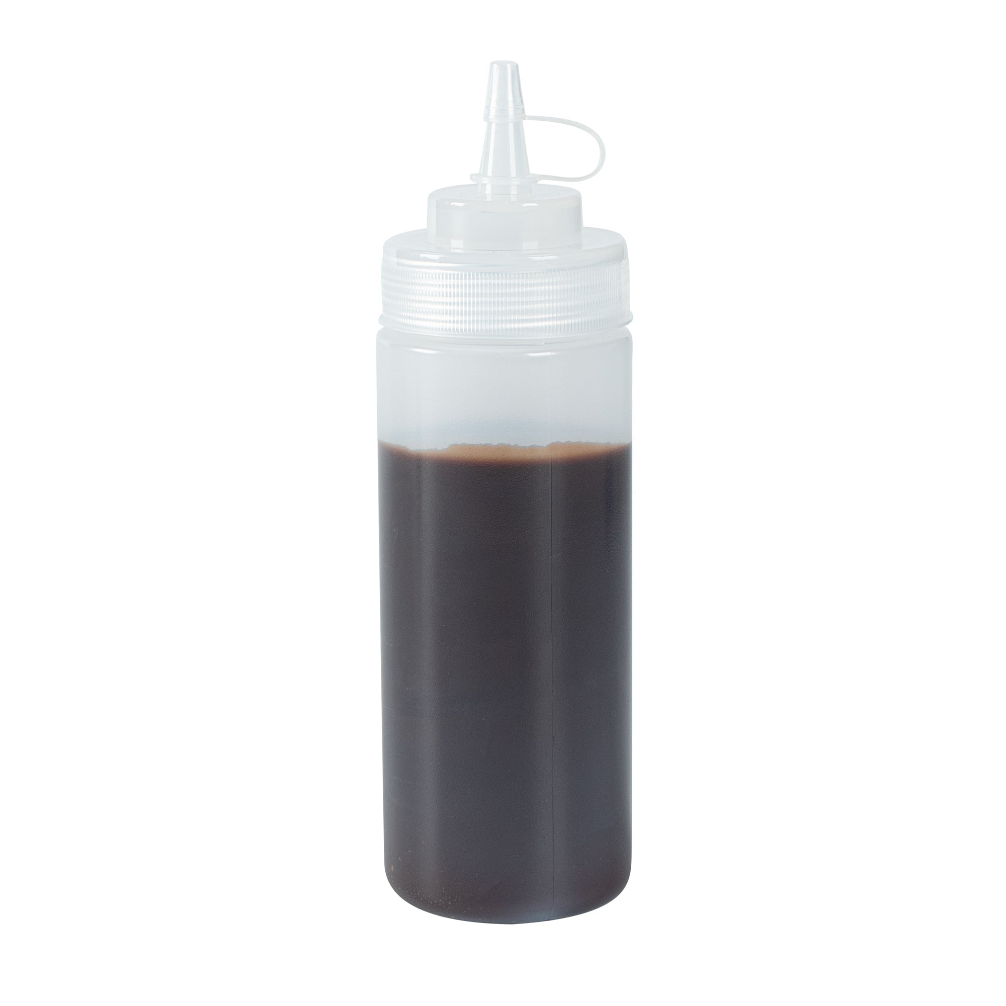 Sauce Tek 12 oz Clear Plastic Squeeze Bottle - with Cap, Wide Mouth - 2 1/4" x 2 1/4" x 7 3/4" - 1 count box