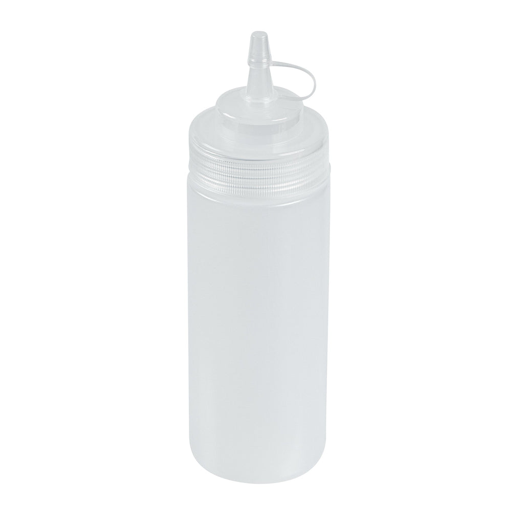Sauce Tek 12 oz Clear Plastic Squeeze Bottle - with Cap, Wide Mouth - 2 1/4" x 2 1/4" x 7 3/4" - 1 count box