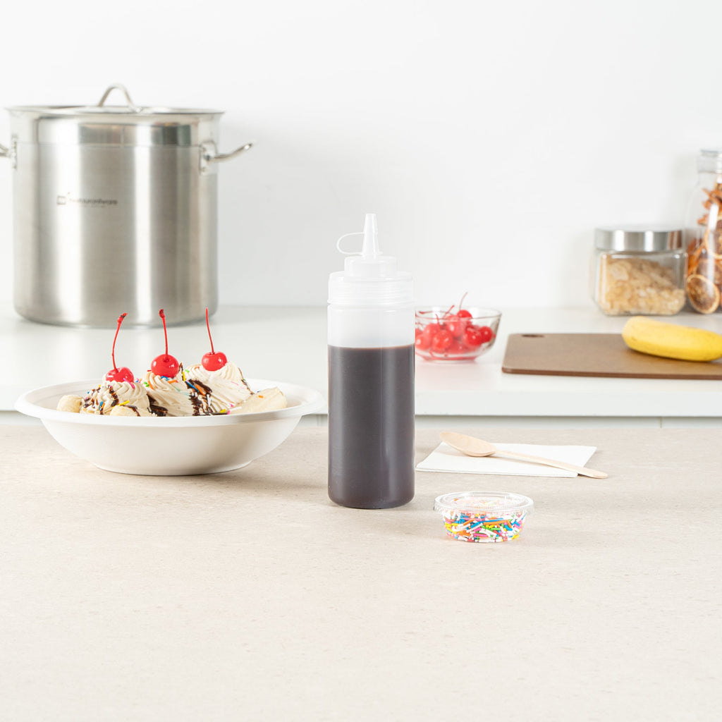 Sauce Tek 12 oz Clear Plastic Squeeze Bottle - with Cap, Wide Mouth - 2 1/4" x 2 1/4" x 7 3/4" - 1 count box