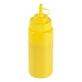 Sauce Tek 16 oz Yellow Plastic Squeeze Bottle - with Cap, Wide Mouth - 2 1/2" x 2 1/2" x 7 3/4" - 1 count box