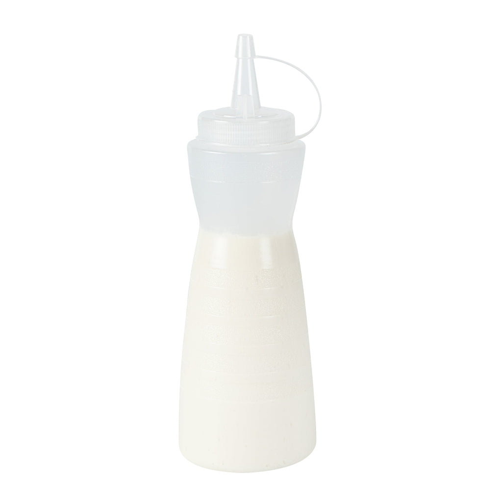 Sauce Tek 12 oz Clear Plastic Squeeze Bottle - with Cap - 2 1/4" x 2 1/4" x 7 3/4" - 1 count box