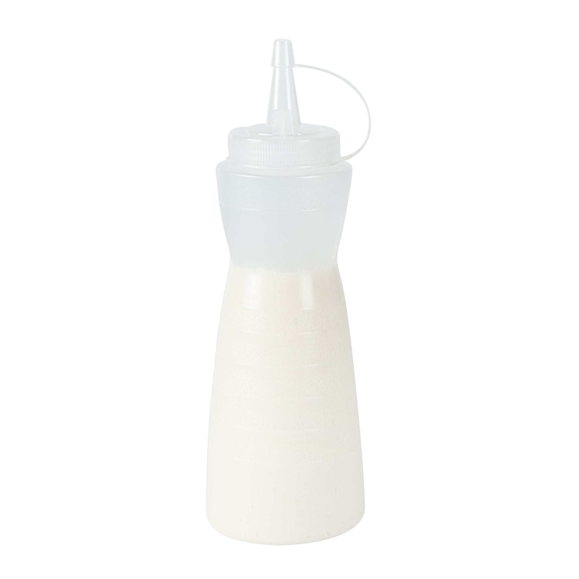 Sauce Tek 12 oz Clear Plastic Squeeze Bottle - with Cap - 2 1/4" x 2 1/4" x 7 3/4" - 1 count box