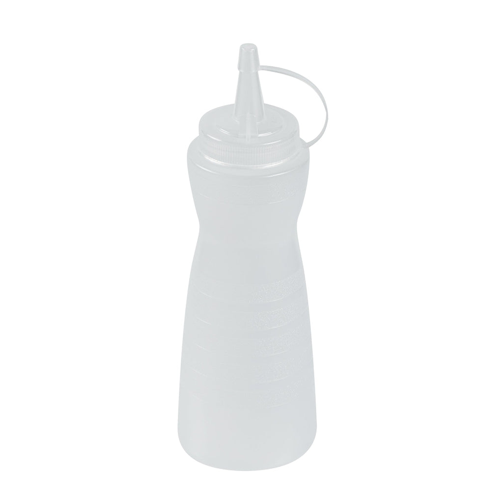 Sauce Tek 12 oz Clear Plastic Squeeze Bottle - with Cap - 2 1/4" x 2 1/4" x 7 3/4" - 1 count box