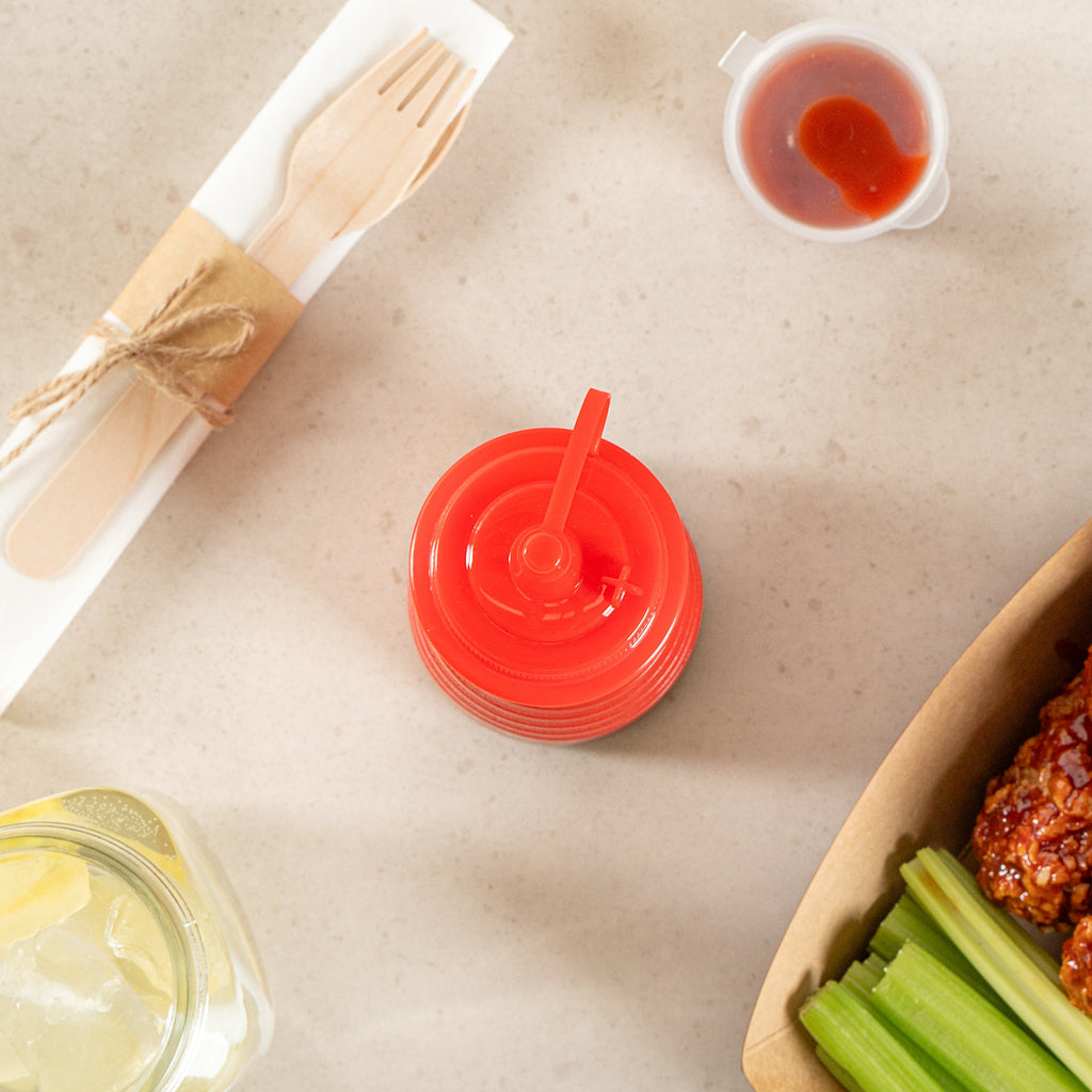 Sauce Tek 12 oz Red Plastic Squeeze Bottle - with Cap - 2 1/4" x 2 1/4" x 7 3/4" - 1 count box