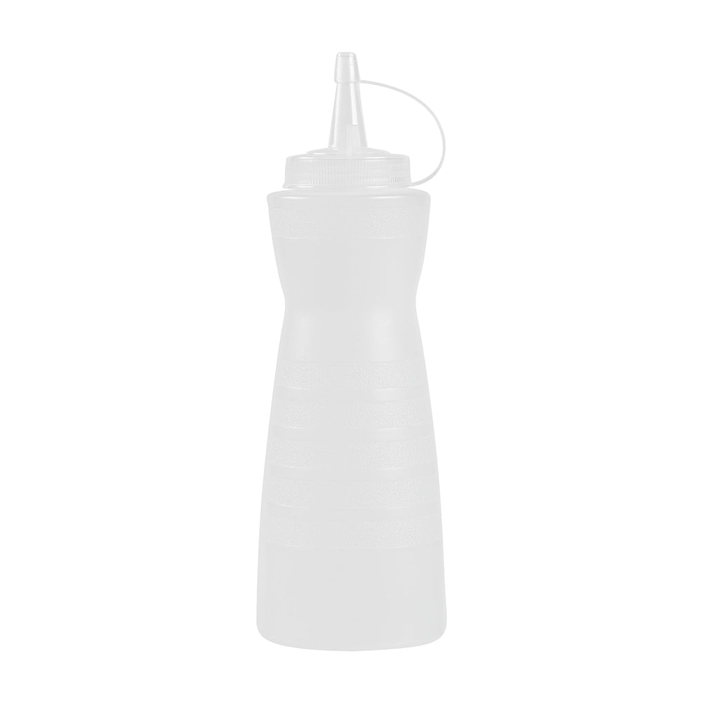 Sauce Tek 16 oz Clear Plastic Squeeze Bottle - with Cap - 2 3/4" x 2 3/4" x 7 3/4" - 1 count box