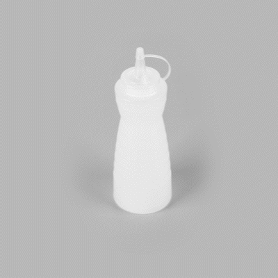 Sauce Tek 16 oz Clear Plastic Squeeze Bottle - with Cap - 2 3/4" x 2 3/4" x 7 3/4" - 1 count box