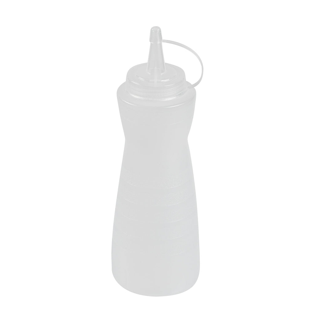 Sauce Tek 16 oz Clear Plastic Squeeze Bottle - with Cap - 2 3/4" x 2 3/4" x 7 3/4" - 1 count box
