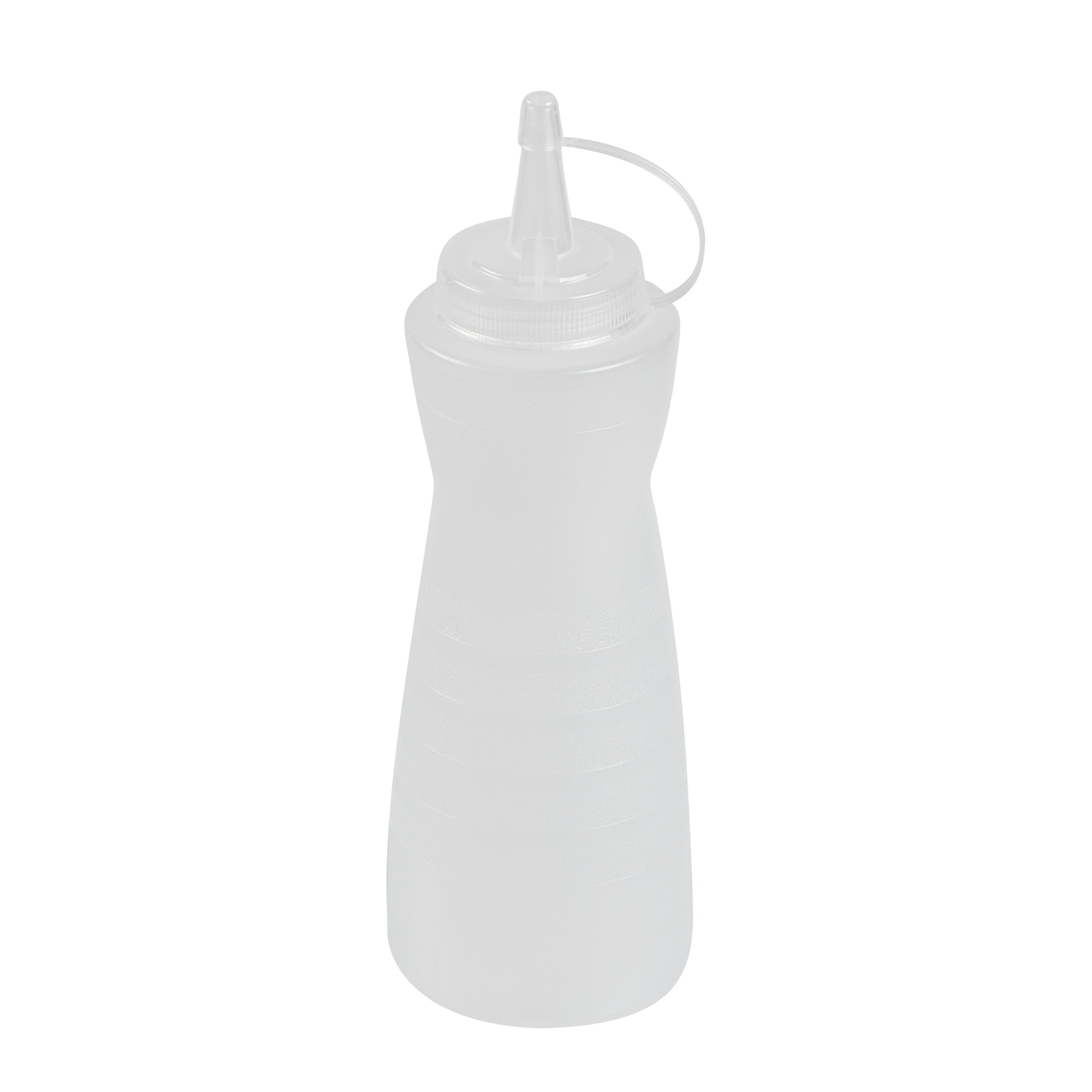 Sauce Tek 16 oz Clear Plastic Squeeze Bottle - with Cap - 2 3/4" x 2 3/4" x 7 3/4" - 1 count box