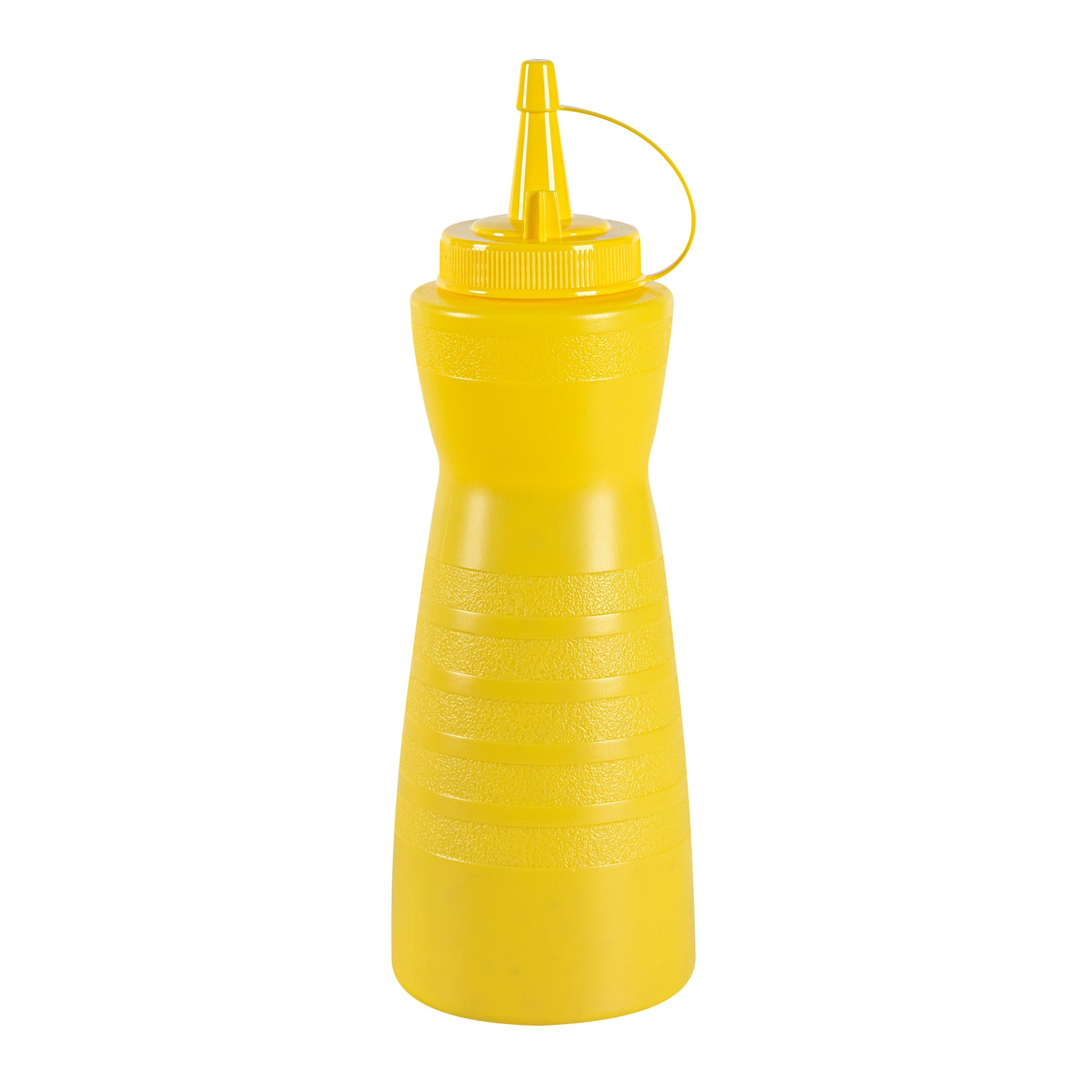 Sauce Tek 16 oz Yellow Plastic Squeeze Bottle - with Cap - 2 3/4" x 2 3/4" x 7 3/4" - 1 count box