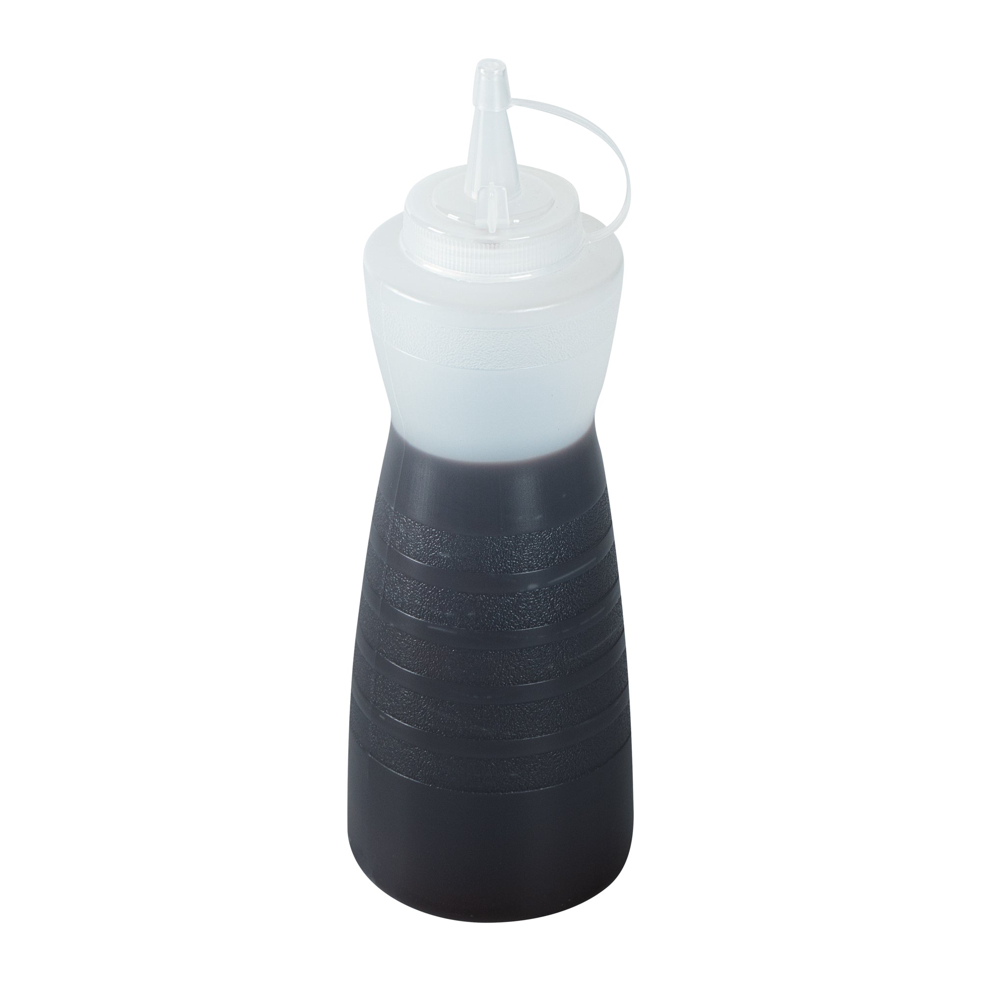 Sauce Tek 24 oz Clear Plastic Squeeze Bottle - with Cap - 2 3/4" x 2 3/4" x 10 1/4" - 1 count box