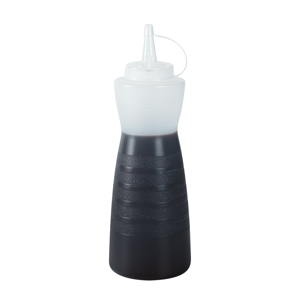 Sauce Tek 24 oz Clear Plastic Squeeze Bottle - with Cap - 2 3/4" x 2 3/4" x 10 1/4" - 1 count box