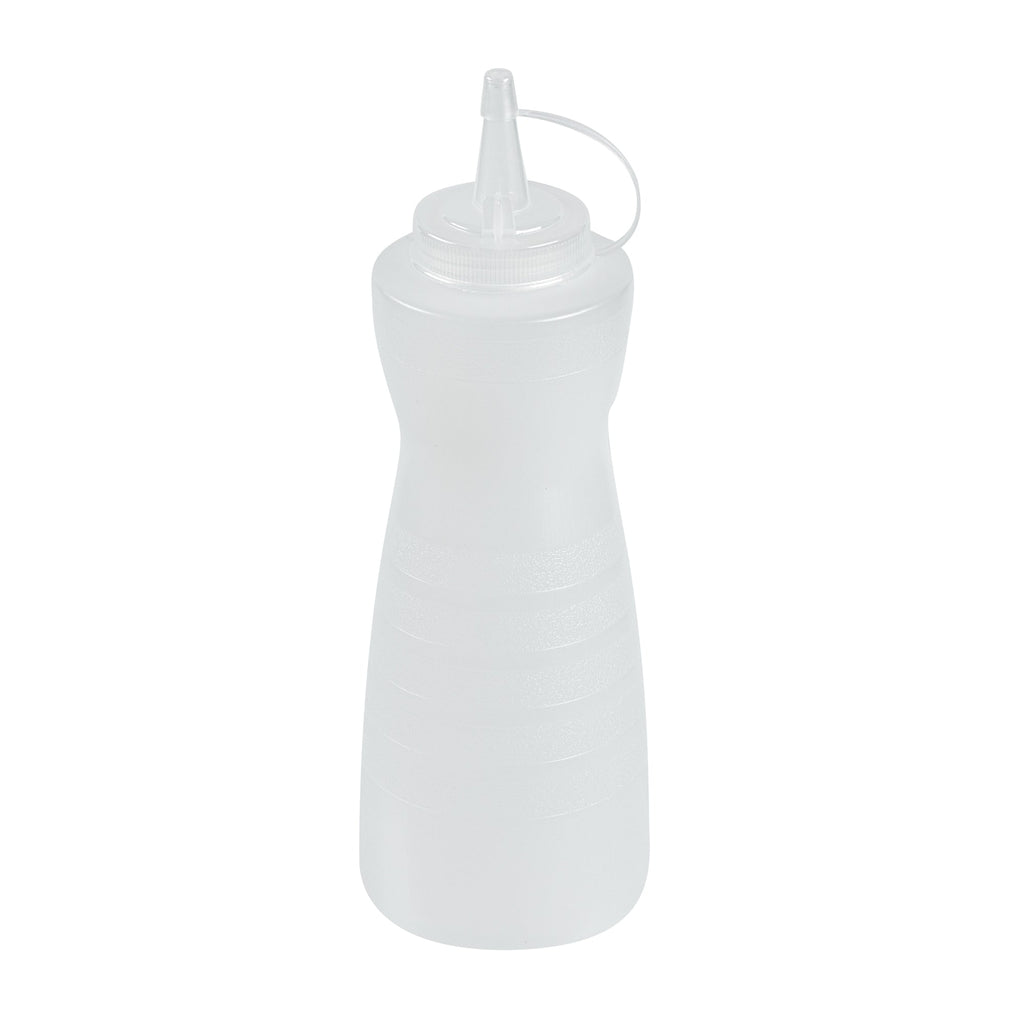 Sauce Tek 24 oz Clear Plastic Squeeze Bottle - with Cap - 2 3/4" x 2 3/4" x 10 1/4" - 1 count box