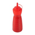 Sauce Tek 24 oz Red Plastic Squeeze Bottle - with Cap - 2 3/4" x 2 3/4" x 10 1/4" - 1 count box