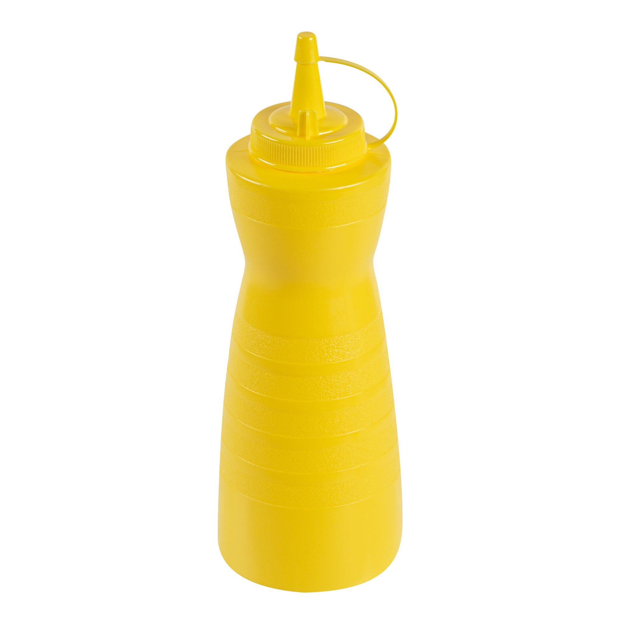 Sauce Tek 24 oz Yellow Plastic Squeeze Bottle - with Cap - 2 3/4" x 2 3/4" x 10 1/4" - 1 count box