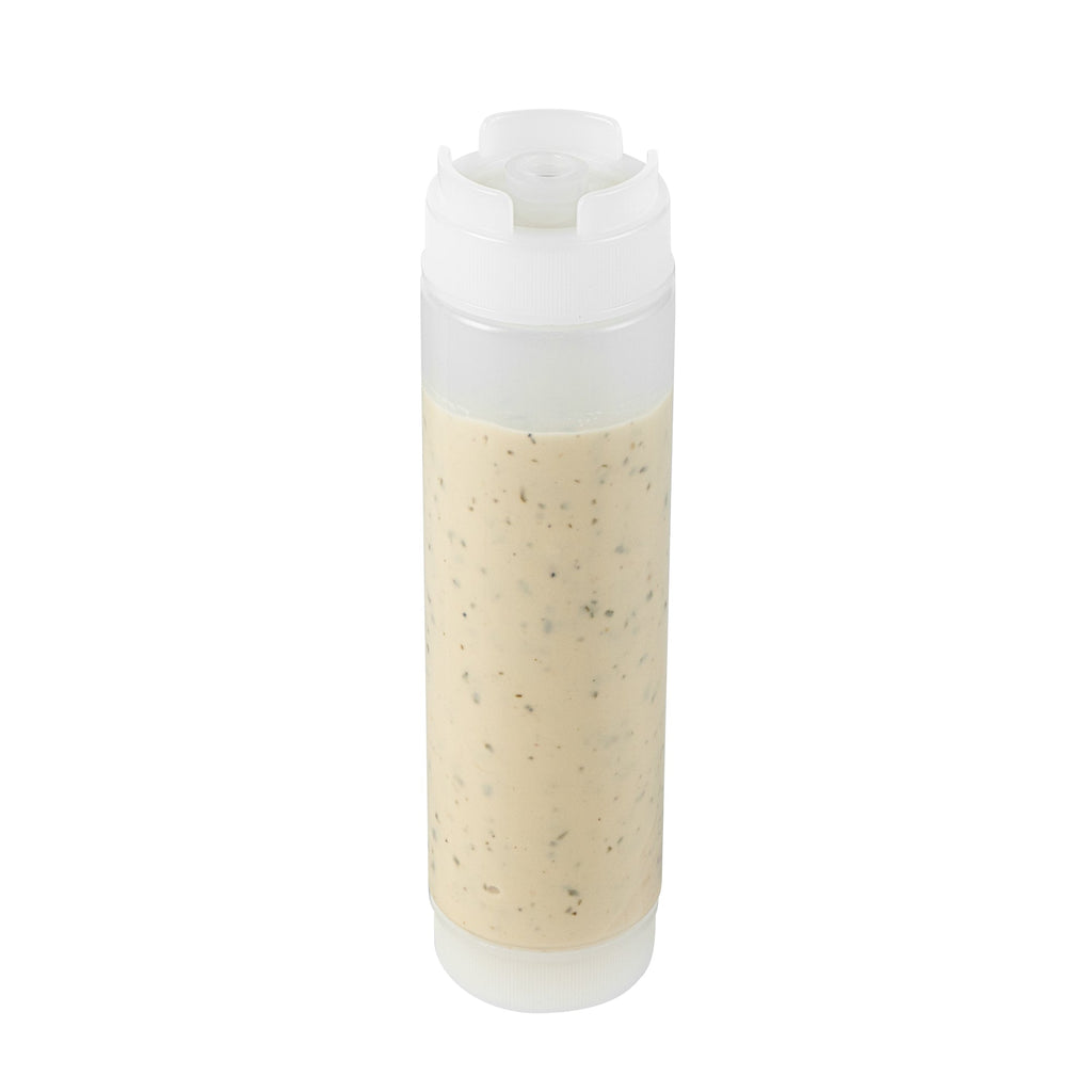 First In First Out 16 oz Clear Plastic Squeeze Bottle - Inverted, Refill & Dispensing Lid - 2 1/4" x 2 1/4" x 8 3/4" - 1 count box