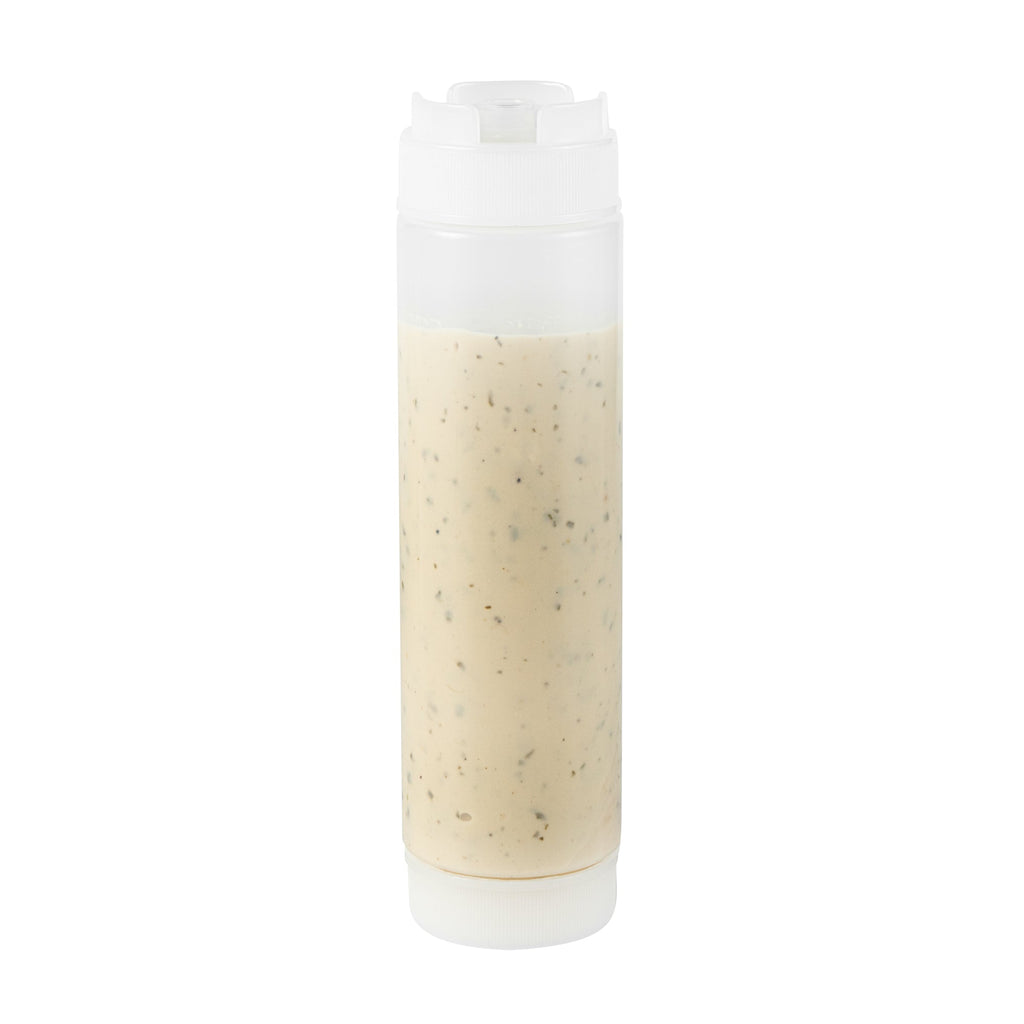 First In First Out 16 oz Clear Plastic Squeeze Bottle - Inverted, Refill & Dispensing Lid - 2 1/4" x 2 1/4" x 8 3/4" - 1 count box