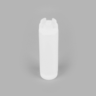 First In First Out 24 oz Clear Plastic Squeeze Bottle - Inverted, Refill & Dispensing Lid - 2 3/4" x 2 3/4" x 9 1/4" - 1 count box