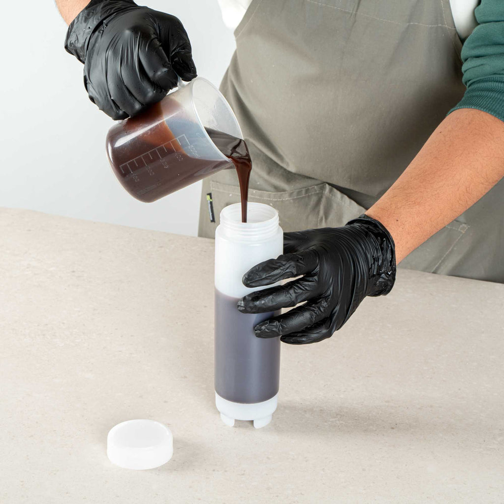 First In First Out 24 oz Clear Plastic Squeeze Bottle - Inverted, Refill & Dispensing Lid - 2 3/4" x 2 3/4" x 9 1/4" - 1 count box