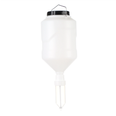 Sauce Tek 5L Plastic Hanging Bottle Condiment Pump Dispenser - with Squeeze Nozzle - 7 1/4" x 7 1/4" x 19 1/2" - 1 count box
