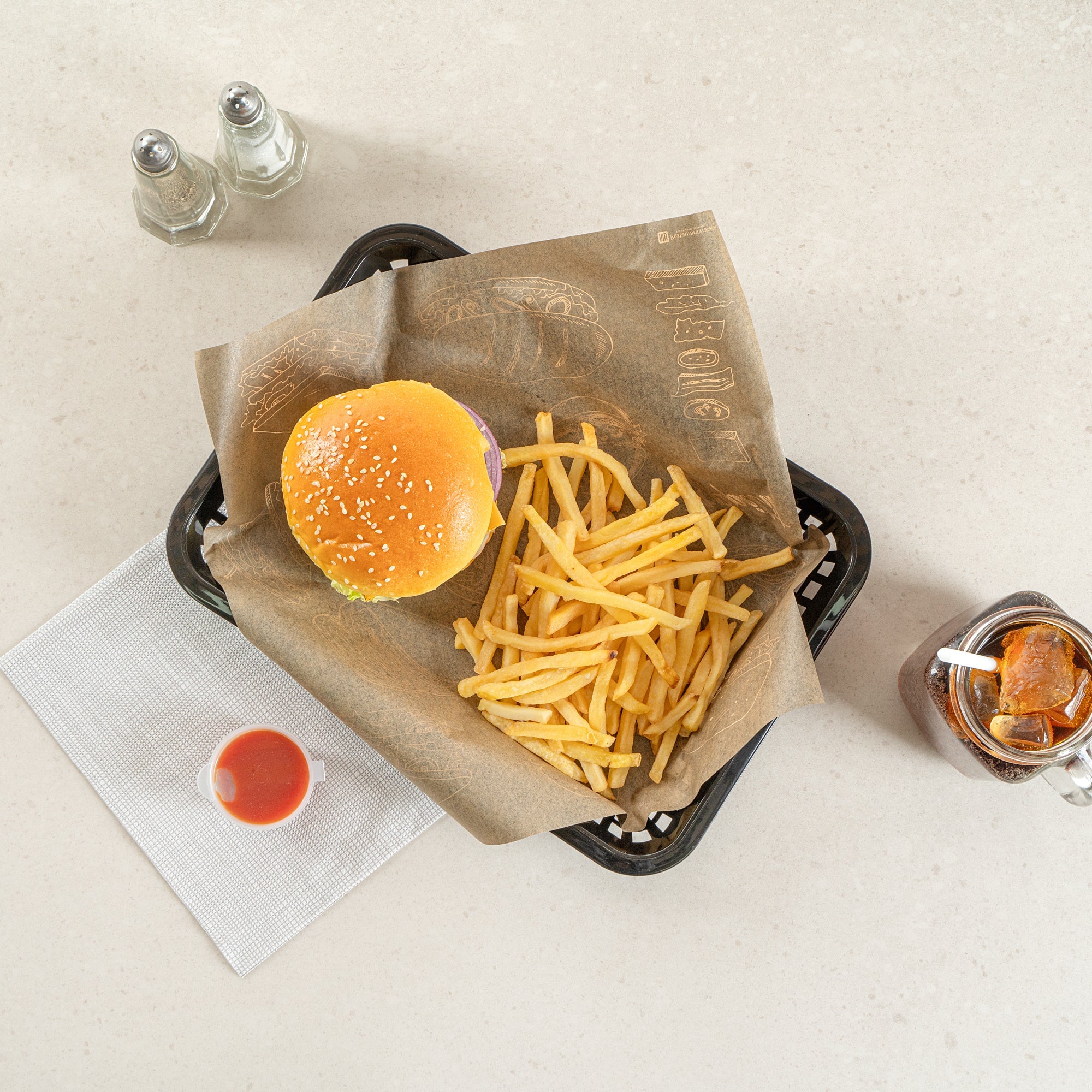 Chef 101 Rectangle Black Plastic Fast Food Serving Basket - 11 3/4" x 8 1/2" x 1 1/2" - 100 count box