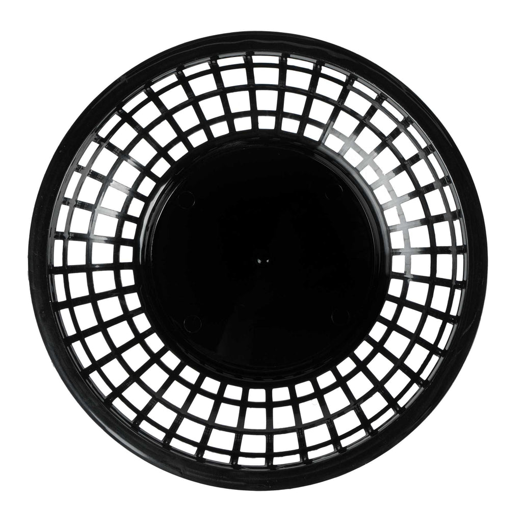 Chef 101 Round Black Plastic Fast Food Serving Basket - 7 3/4" x 7 3/4" x 2" - 10 count box