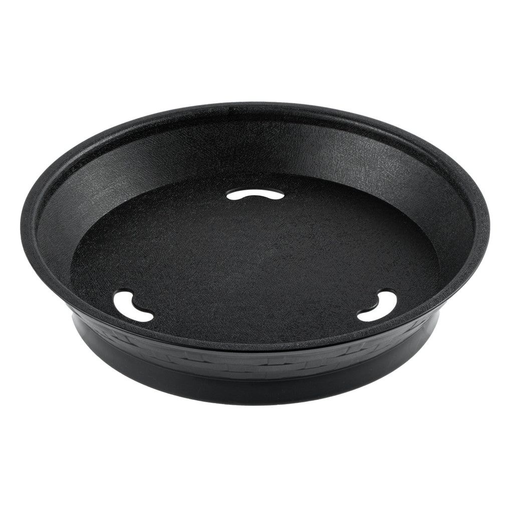 Chef 101 Round Black Plastic Diner Platter - with Base - 8 3/4" x 8 3/4" x 1 3/4" - 100 count box