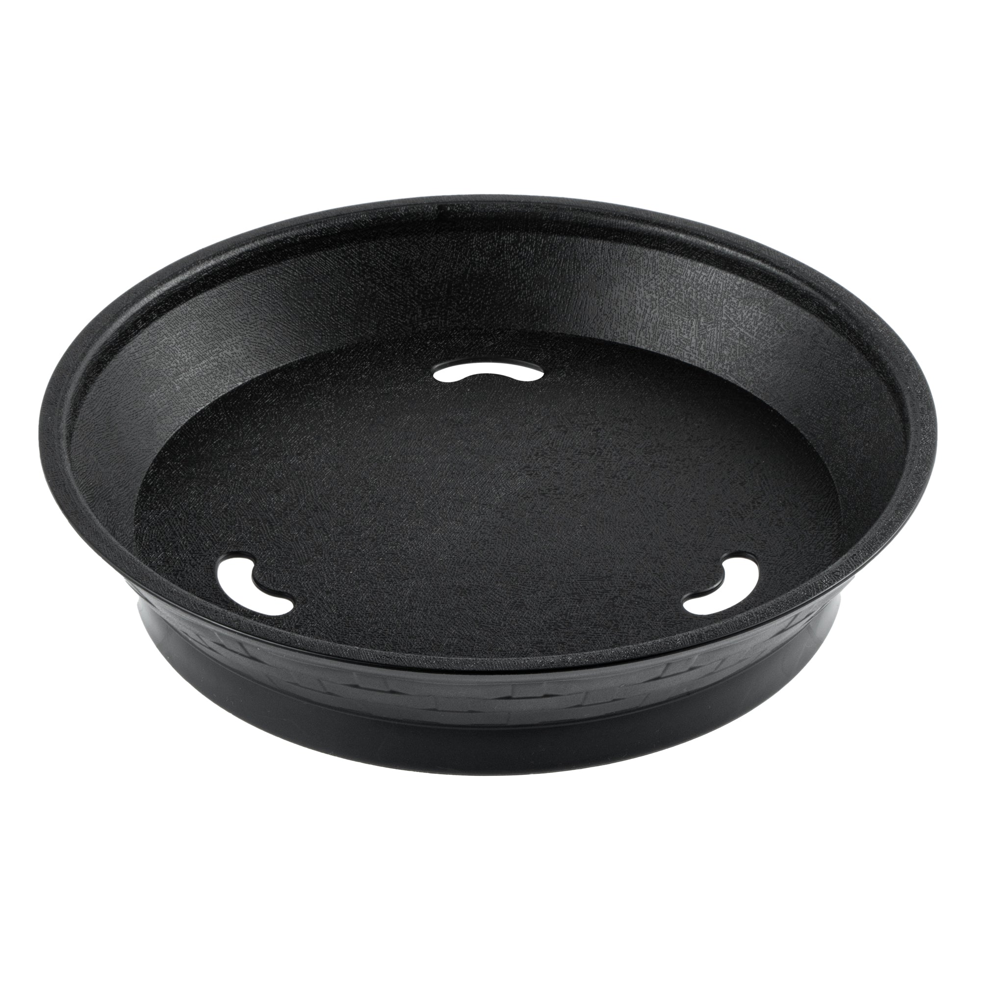 Chef 101 Round Black Plastic Diner Platter - with Base - 8 3/4" x 8 3/4" x 1 3/4" - 100 count box