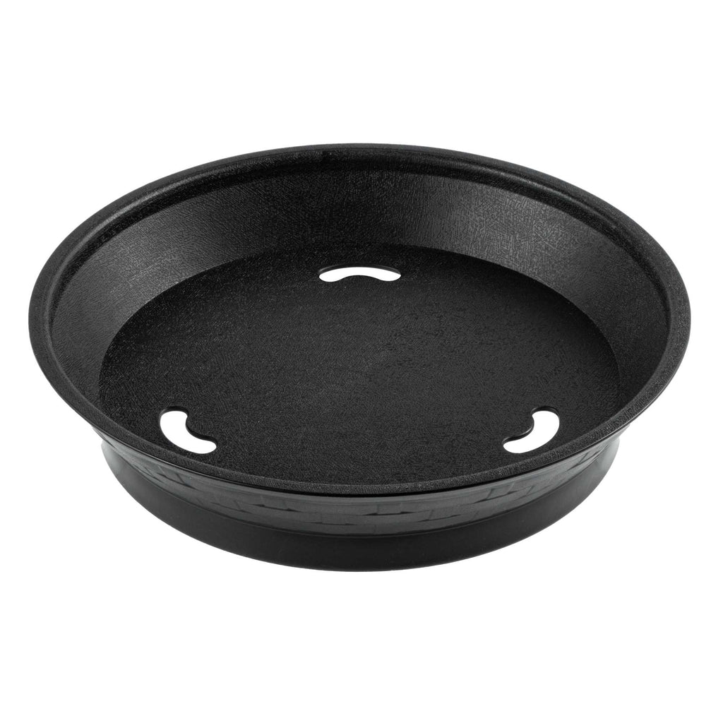 Chef 101 Round Black Plastic Diner Platter - with Base - 8 3/4" x 8 3/4" x 1 3/4" - 10 count box