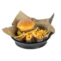 Chef 101 Round Black Plastic Diner Platter - with Base - 8 3/4" x 8 3/4" x 1 3/4" - 10 count box