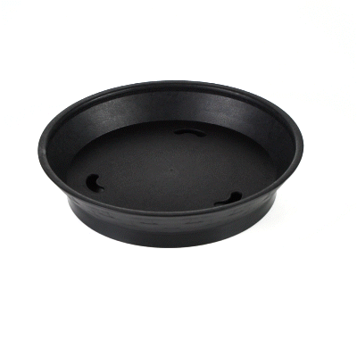 Chef 101 Round Black Plastic Diner Platter - with Base - 8 3/4" x 8 3/4" x 1 3/4" - 10 count box