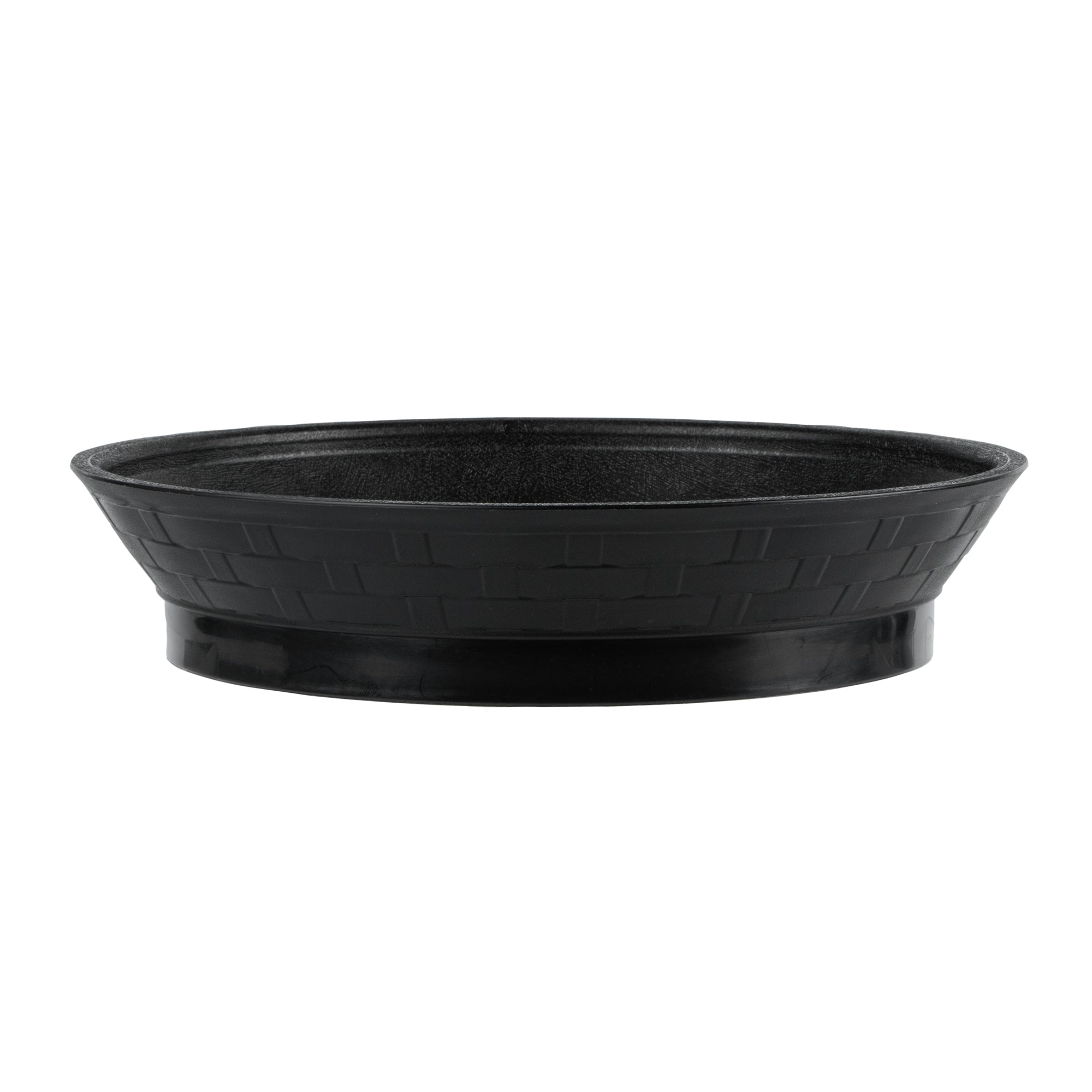 Chef 101 Round Black Plastic Diner Platter - with Base - 8 3/4" x 8 3/4" x 1 3/4" - 100 count box