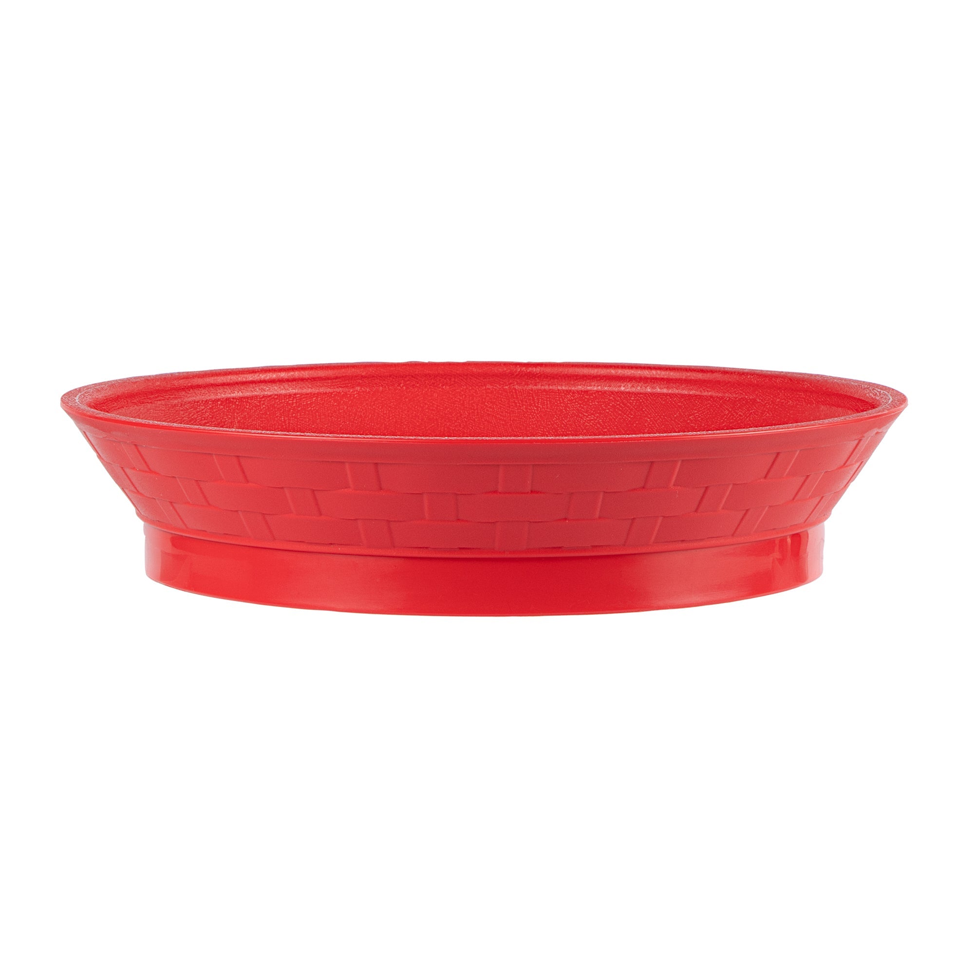 Chef 101 Round Red Plastic Diner Platter - with Base - 8 3/4" x 8 3/4" x 1 3/4" - 100 count box