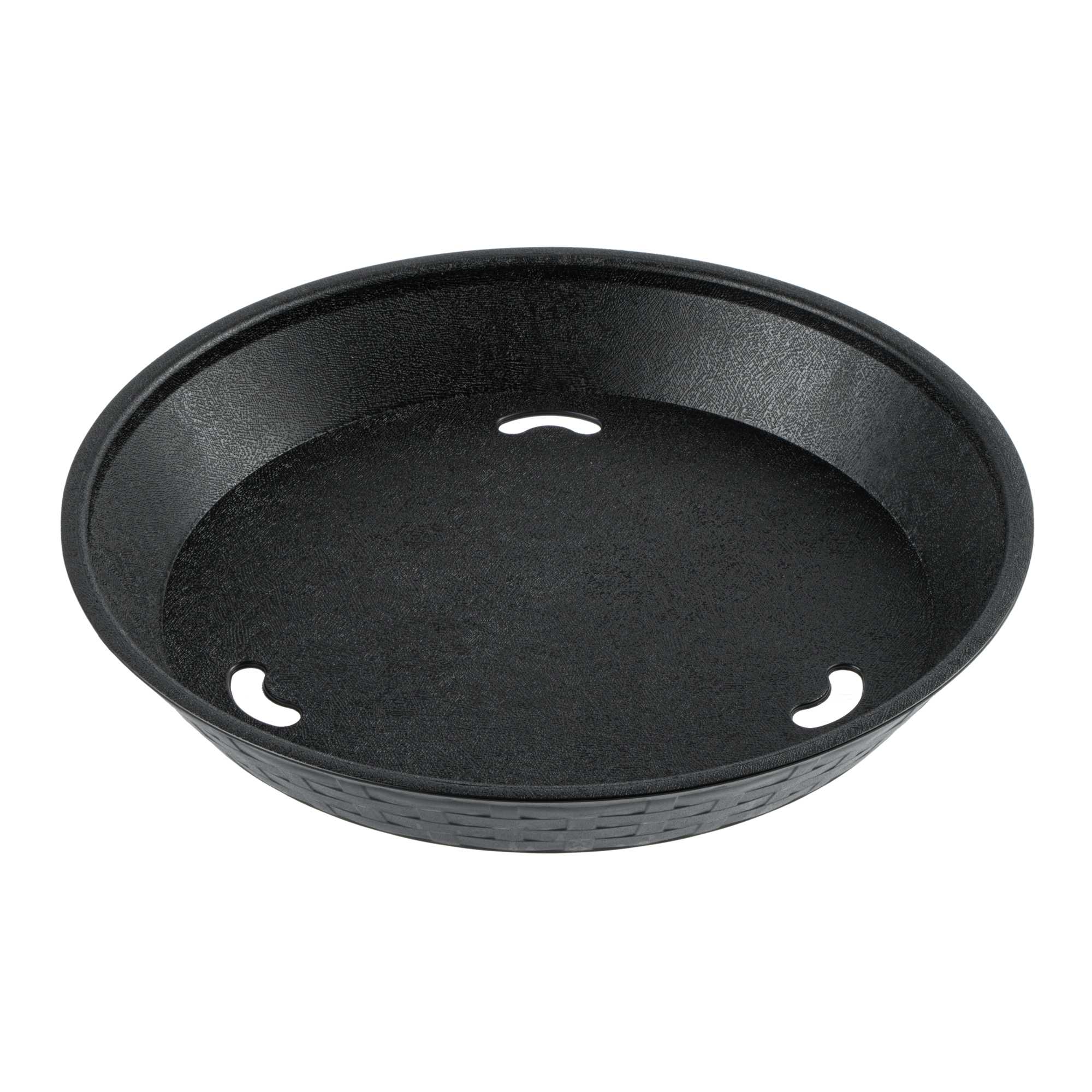 Chef 101 Round Black Plastic Diner Platter - 10 1/2" x 10 1/2" x 1 1/2" - 10 count box