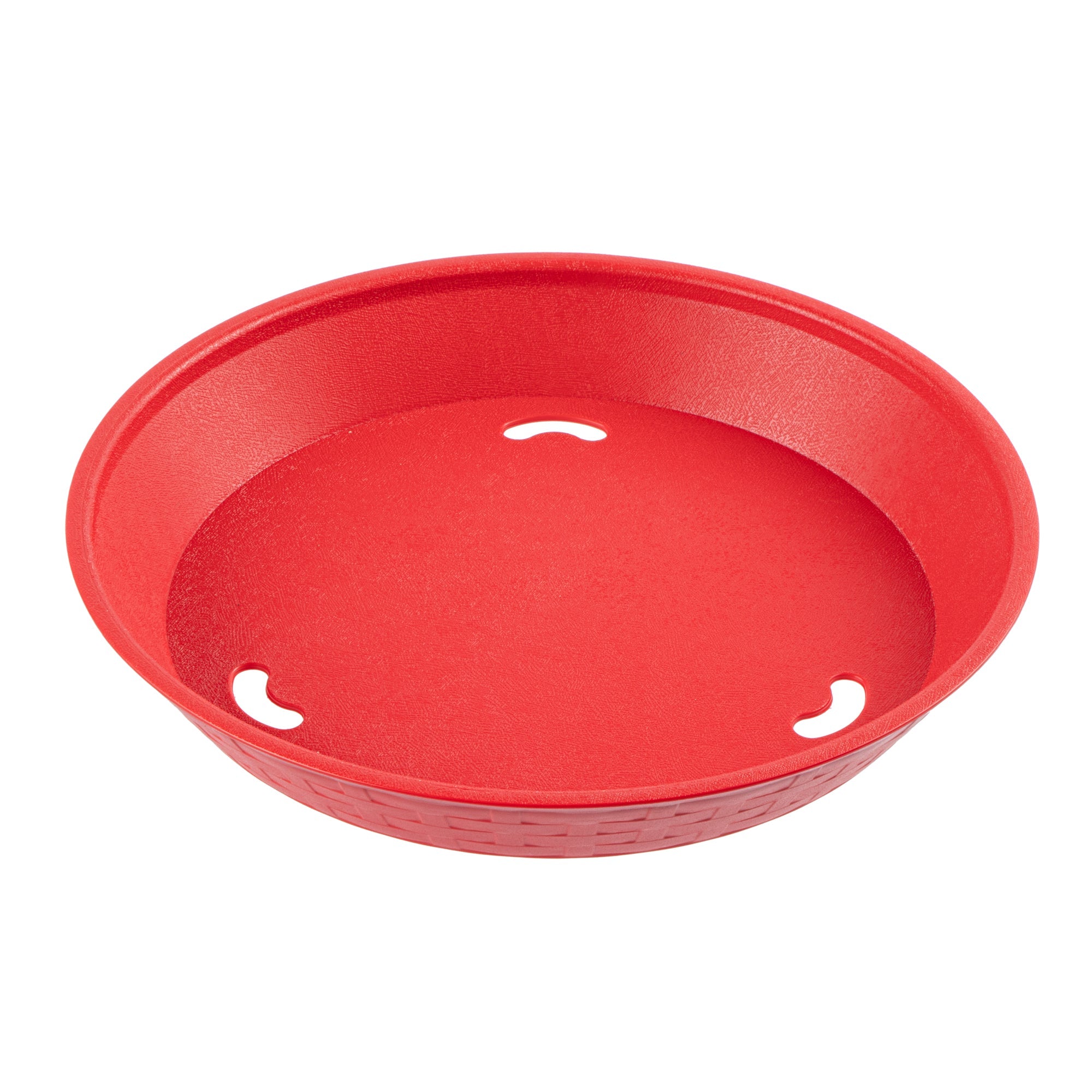 Chef 101 Round Red Plastic Diner Platter - 10 1/2" x 10 1/2" x 1 1/2" - 100 count box
