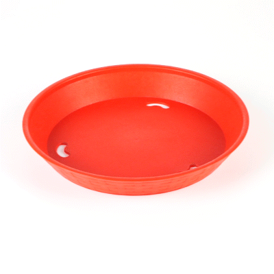 Chef 101 Round Red Plastic Diner Platter - 10 1/2" x 10 1/2" x 1 1/2" - 10 count box
