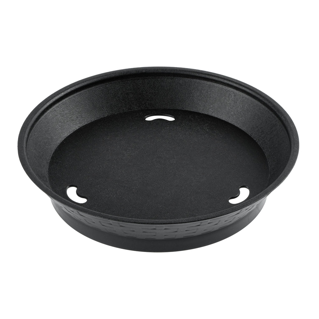 Chef 101 Round Black Plastic Diner Platter - with Base - 10 1/2" x 10 1/2" x 2 1/4" - 100 count box