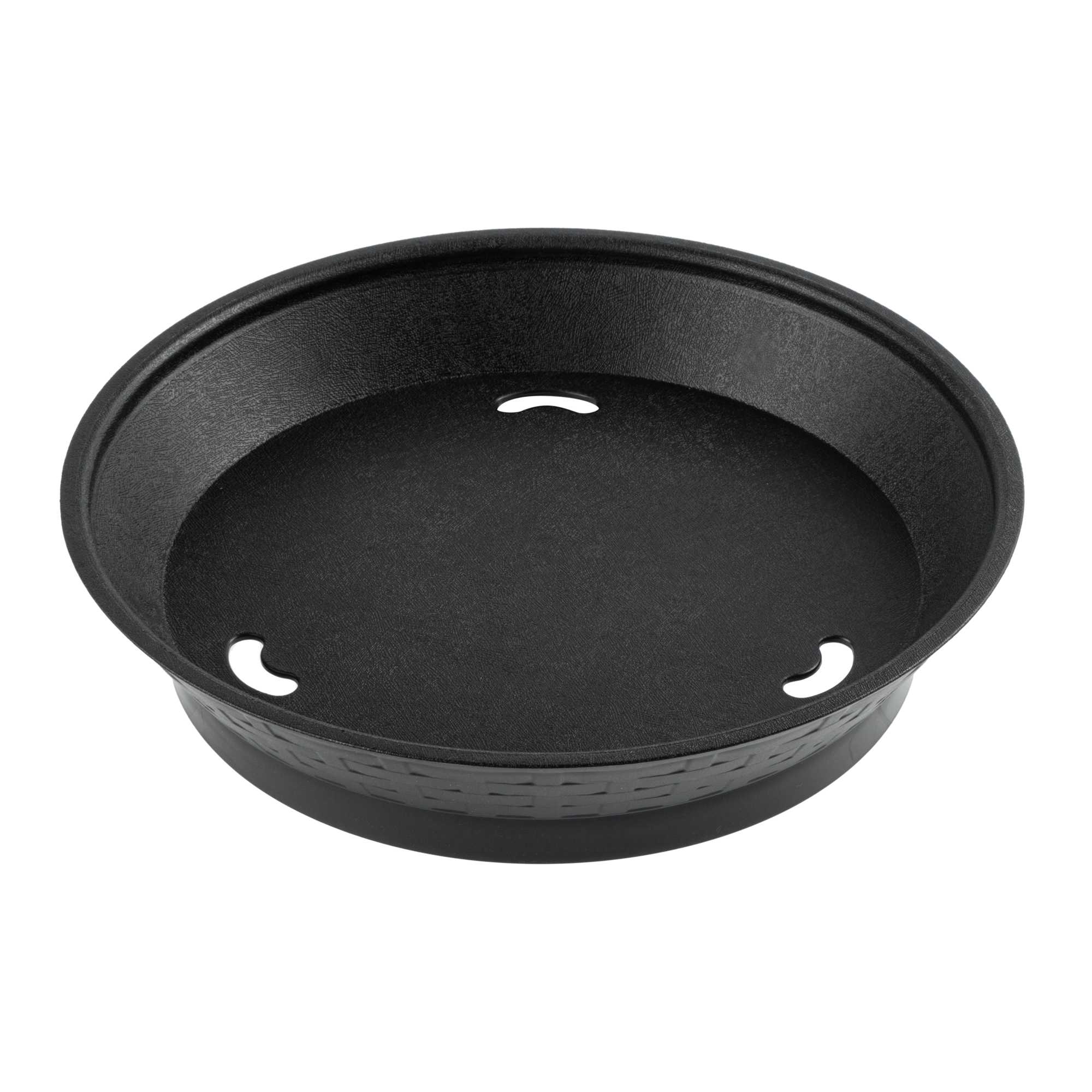 Chef 101 Round Black Plastic Diner Platter - with Base - 10 1/2" x 10 1/2" x 2 1/4" - 10 count box