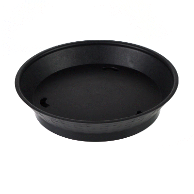 Chef 101 Round Black Plastic Diner Platter - with Base - 10 1/2" x 10 1/2" x 2 1/4" - 10 count box