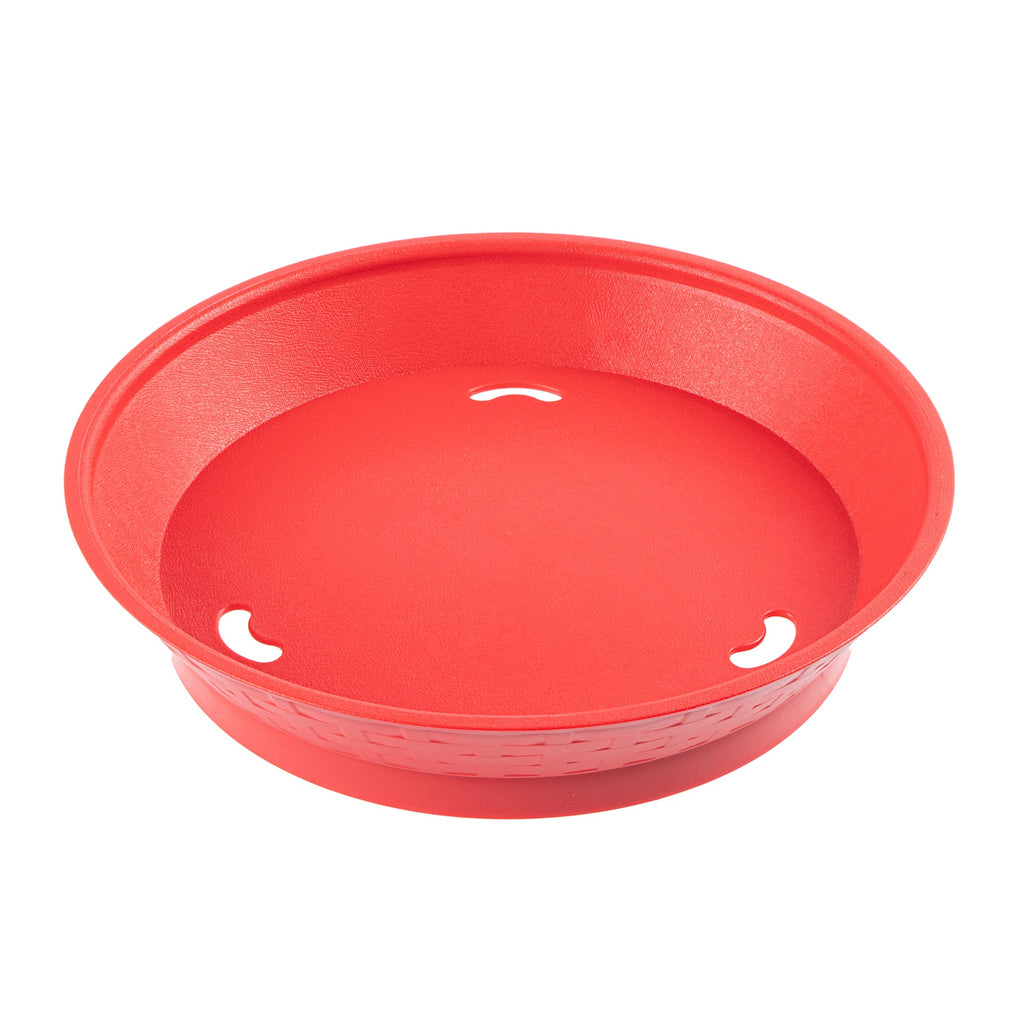 Chef 101 Round Red Plastic Diner Platter - with Base - 10 1/2" x 10 1/2" x 2 1/4" - 100 count box