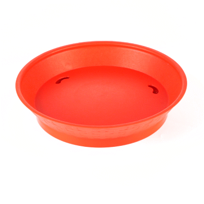 Chef 101 Round Red Plastic Diner Platter - with Base - 10 1/2" x 10 1/2" x 2 1/4" - 10 count box