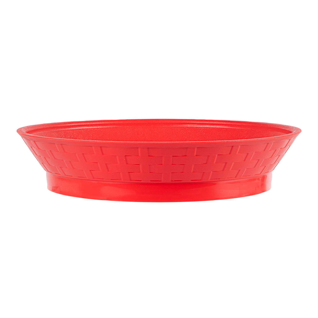 Chef 101 Round Red Plastic Diner Platter - with Base - 10 1/2" x 10 1/2" x 2 1/4" - 10 count box