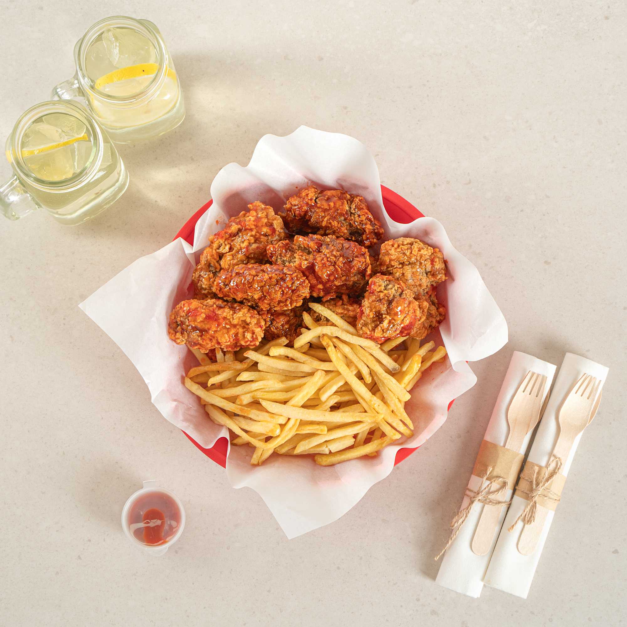 Chef 101 Round Red Plastic Diner Platter - with Base - 10 1/2" x 10 1/2" x 2 1/4" - 10 count box