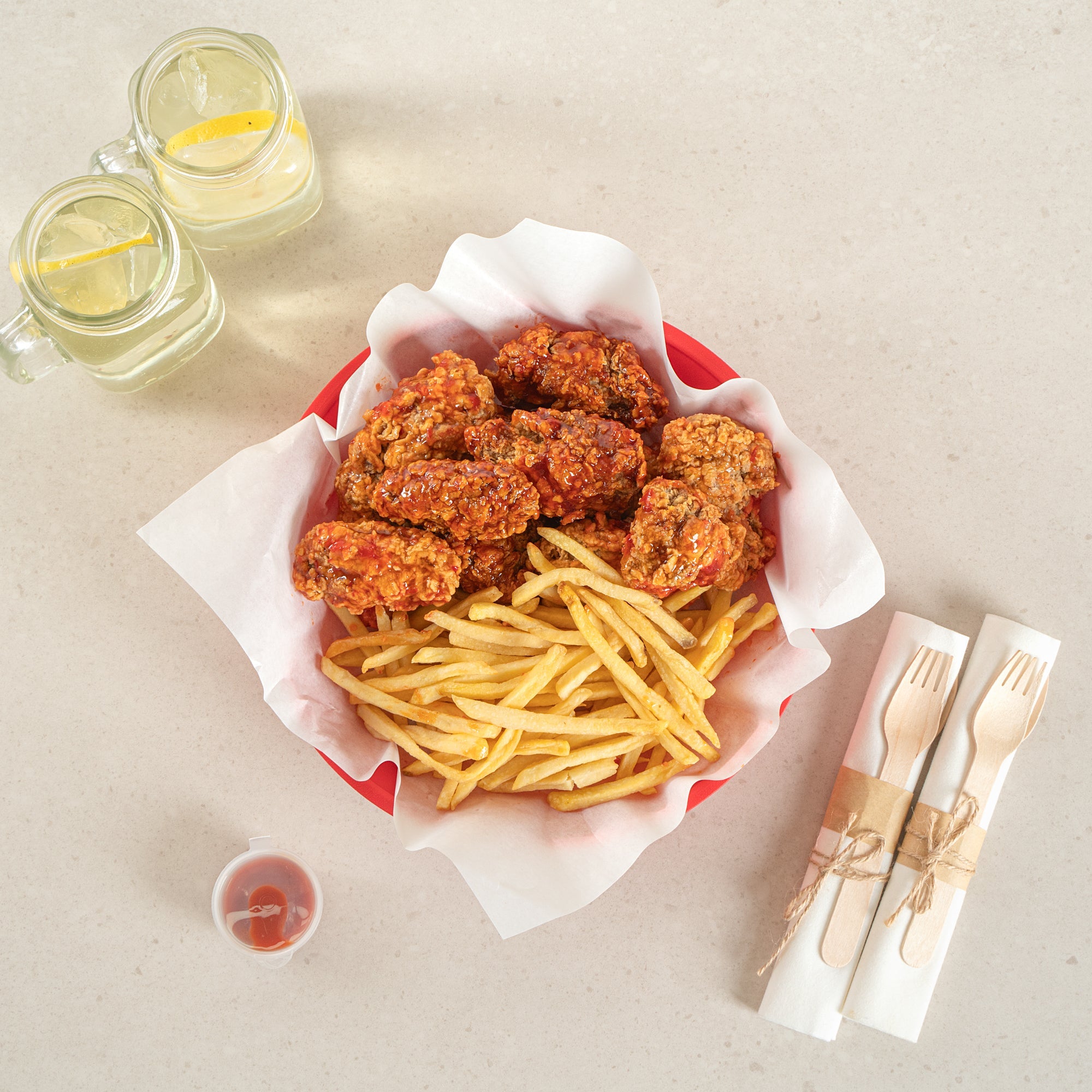 Chef 101 Round Red Plastic Diner Platter - with Base - 10 1/2" x 10 1/2" x 2 1/4" - 100 count box